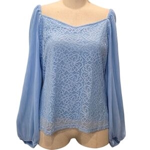 Boston Proper Sky Blue Lace Top
